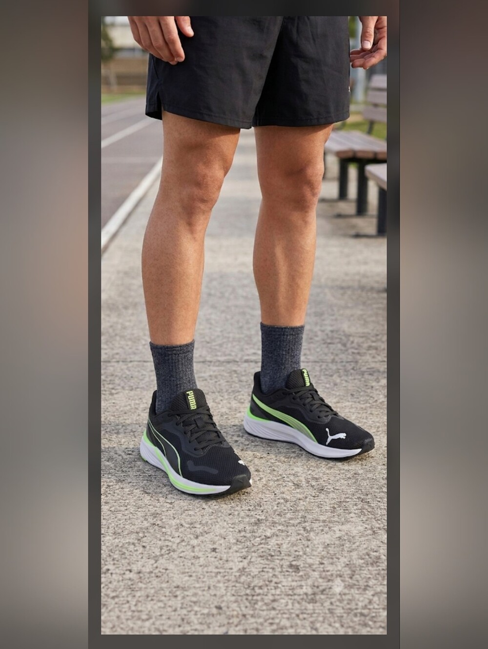 PUMALITE ULTRA -Lightweight Athletic Running Shoes Black Lime Green